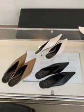 LBSFY  -  Pointed Toe Women Slides Slippers 2024 New Arrivals Fashion Outside Dress Shoes Thin Low Heels Beige Brown Black Party Pumps 39